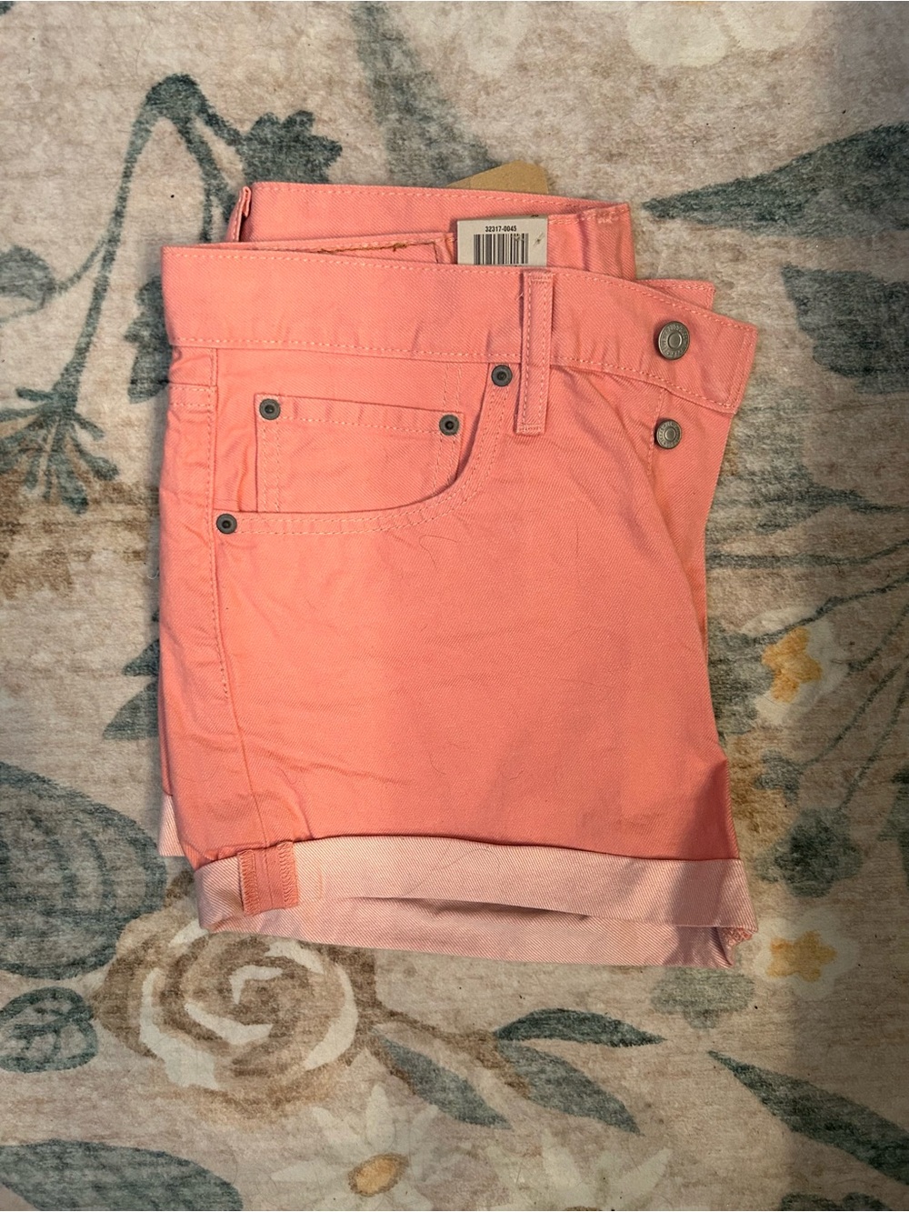 Levi's Coral Pink Denim Cuffed Shorts